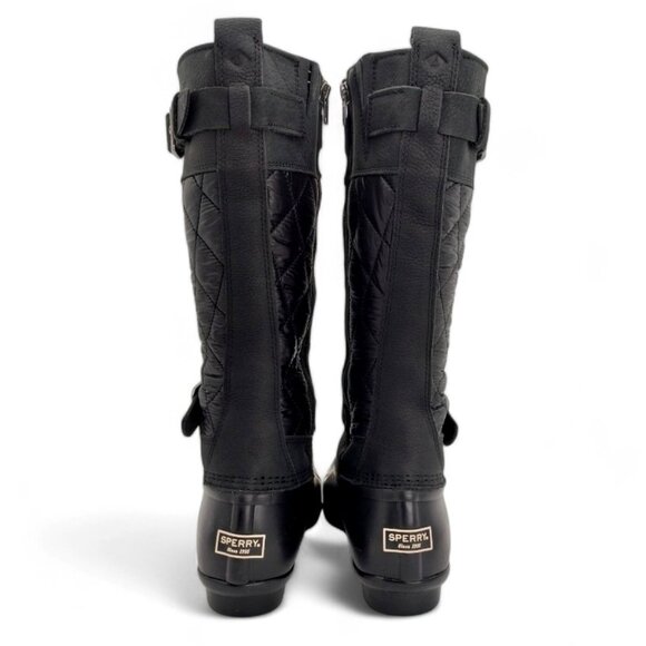 Sperry Women's Size 8.5 Black Saltwater Tall Nylon Quilt Buckle Rain Duck Boot - Picture 12 of 16